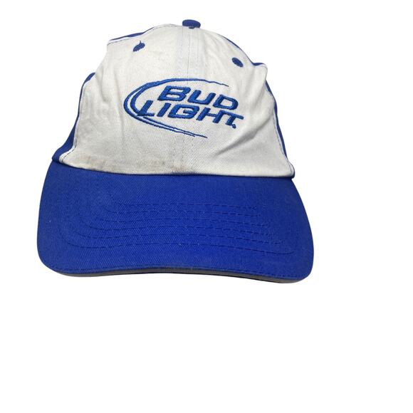 Bud Light Baseball Hat Mens One Size Blue White Spell Out Adjustable - Picture 3 of 9